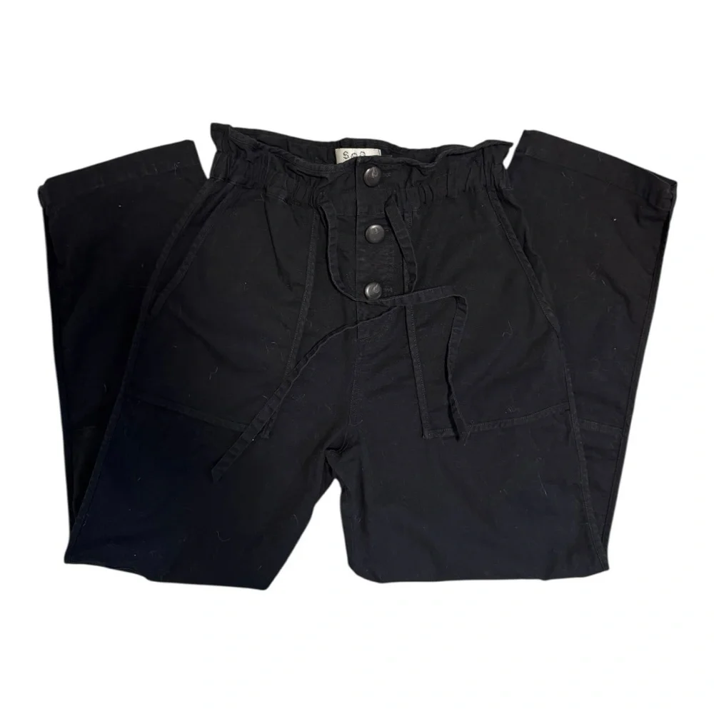 Sea NY Scout Twill Tie Waist Utility Pants Black Size 4 - Picture 9 of 14